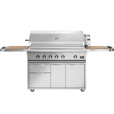 DCS Series 7 48-Inch Propane Grill w/ Rotisserie & Infrared Burner on CAD Cart w/ Cutting Board Side Shelves – BH1-48RI-L