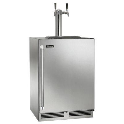 Perlick 24-Inch C-Series Two Tap Stainless Steel Outdoor Beverage Dispenser – Right Hinged – HC24TO-4-1R-2