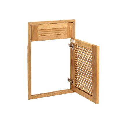 Pacific Teak Millsworks 18 Inch Louvered Single Access Door W/ False Drawer – Right Hinge