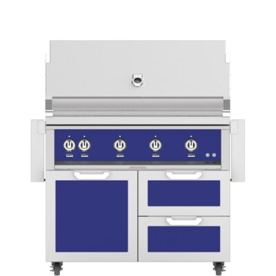 Hestan 42-Inch Propane Gas Grill W/ Rotisserie On Double Drawer & Door Tower Cart – Prince – GABR42-LP-BU