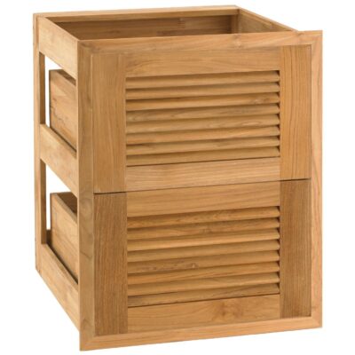 Pacific Teak Louvered 18-Inch Teak Wood Double Access Drawer – UD2V-18L