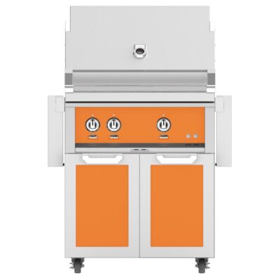 Hestan 30-Inch Natural Gas Grill W/ All Infrared Burners & Rotisserie On Double Door Tower Cart – Citra – GSBR30-NG-OR