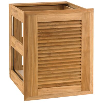 Pacific Teak Louvered 18-Inch Teak Wood Roll-Out Double Trash / Recycling Bin Drawer – POHDL-18L