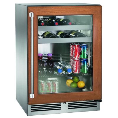 Perlick 24-Inch Signature Series Marine & Coastal Series Stainless Steel Panel Ready Glass Door Outdoor Beverage Center W/ Door Lock – Right Hinge – HP24BM-4-4RL