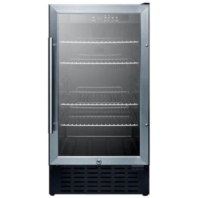 Summit 18-Inch 2.7 Cu. Ft. Commercial Rated Beverage Refrigerator – Stainless Steel / Black Cabinet – SCR1841B