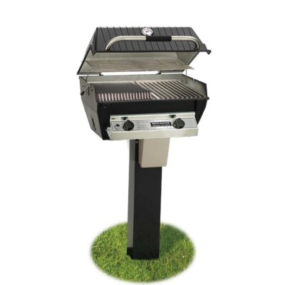 Broilmaster R3BN Infrared Combination Natural Gas Grill On Black In-Ground Post