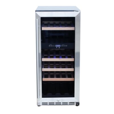 RCS 15-Inch 3.2 Cu. Ft. Outdoor Rated Stainless Steel Wine Cooler with Glass Window – RWC1