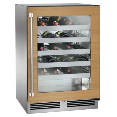 Perlick 24-Inch Signature Series Stainless Steel Panel Ready Glass Door Outdoor Wine Reserve – Right Hinged – HP24WO-4-4R