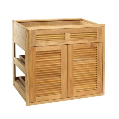 Pacific Teak Millworks 30 Inch Louvered 1 Drawer/2 Door Combo W/ 2 Rollout Trays