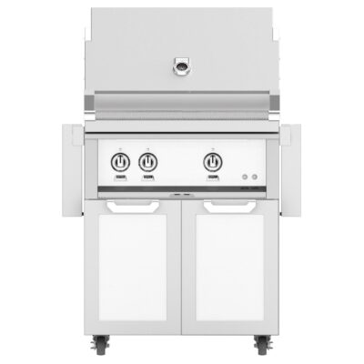 Hestan 30-Inch Natural Gas Grill W/ All Infrared Burners & Rotisserie On Double Door Tower Cart – Froth – GSBR30-NG-WH