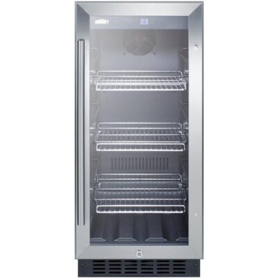 Summit 15-Inch 2.45 Cu. Ft. Beverage Center – Stainless Steel / Black Cabinet – SCR1536BG