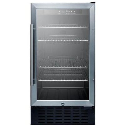 Summit 18-Inch 2.7 Cu. Ft. ADA Compliant Commercial Rated Beverage Refrigerator – Stainless Steel / Black Cabinet – SCR1841BADA